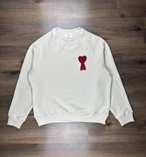 Mens Alexandre Mattiusi AMI Sweatshirt Big Logo Beige Size XL