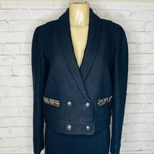 Ann Taylor LOFT Black Silver Gold Embellished wool blazer