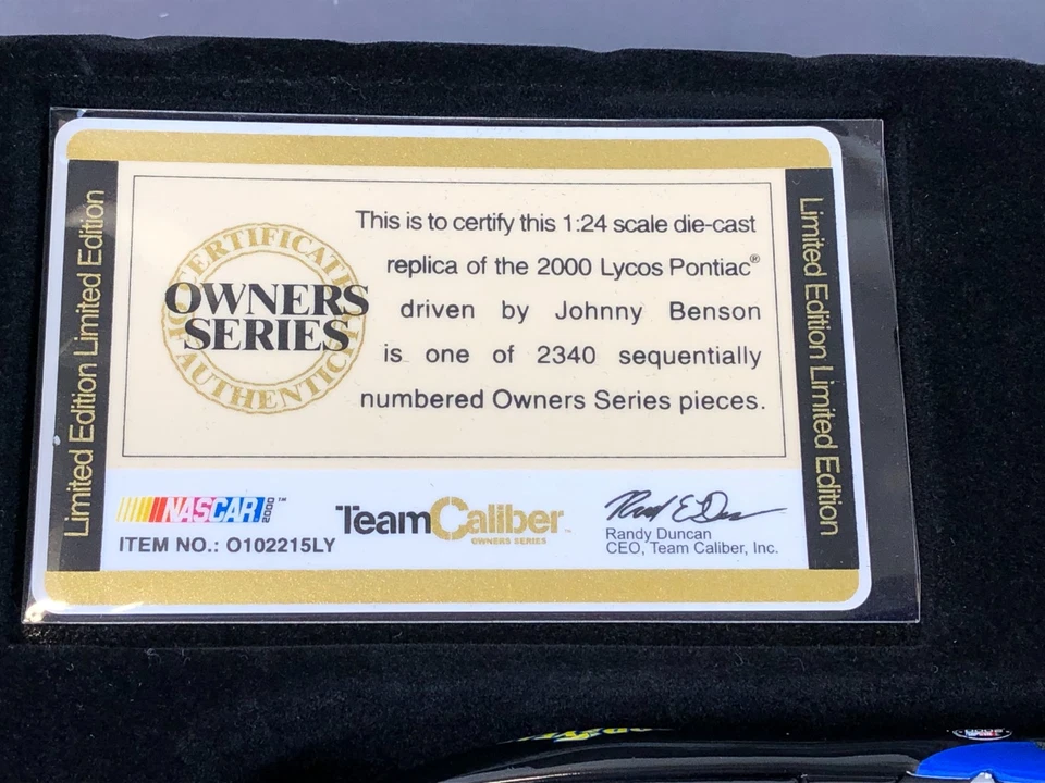 Team Caliber 1:24 Diecast JOHNNY BENSON 2000 LYCOS PONTIAC GRAND PRIX Nascar - Image 4 of 4
