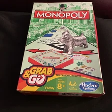 Hasbro Monopoly Grab & Go Board Game Travel Size Great For ages 8+ Complete New