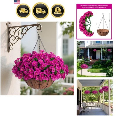 Artificial Hanging Flower Plants with Basket for Outdoor Decoration, Faux Pet...