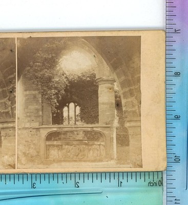 Interior Lanercost Priory Tomb Cumbria England Stereoview c1850s
