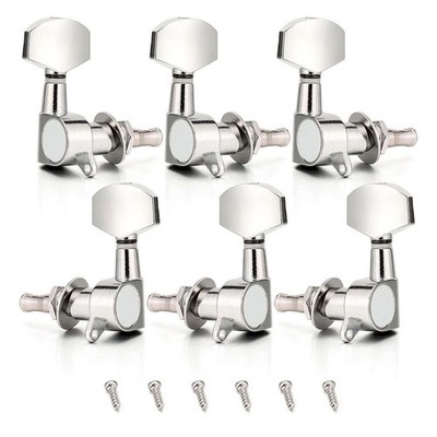 Acoustic Guitar String Tuning Pegs Tuners Machine Heads Keys Chrome 3X3 Silver