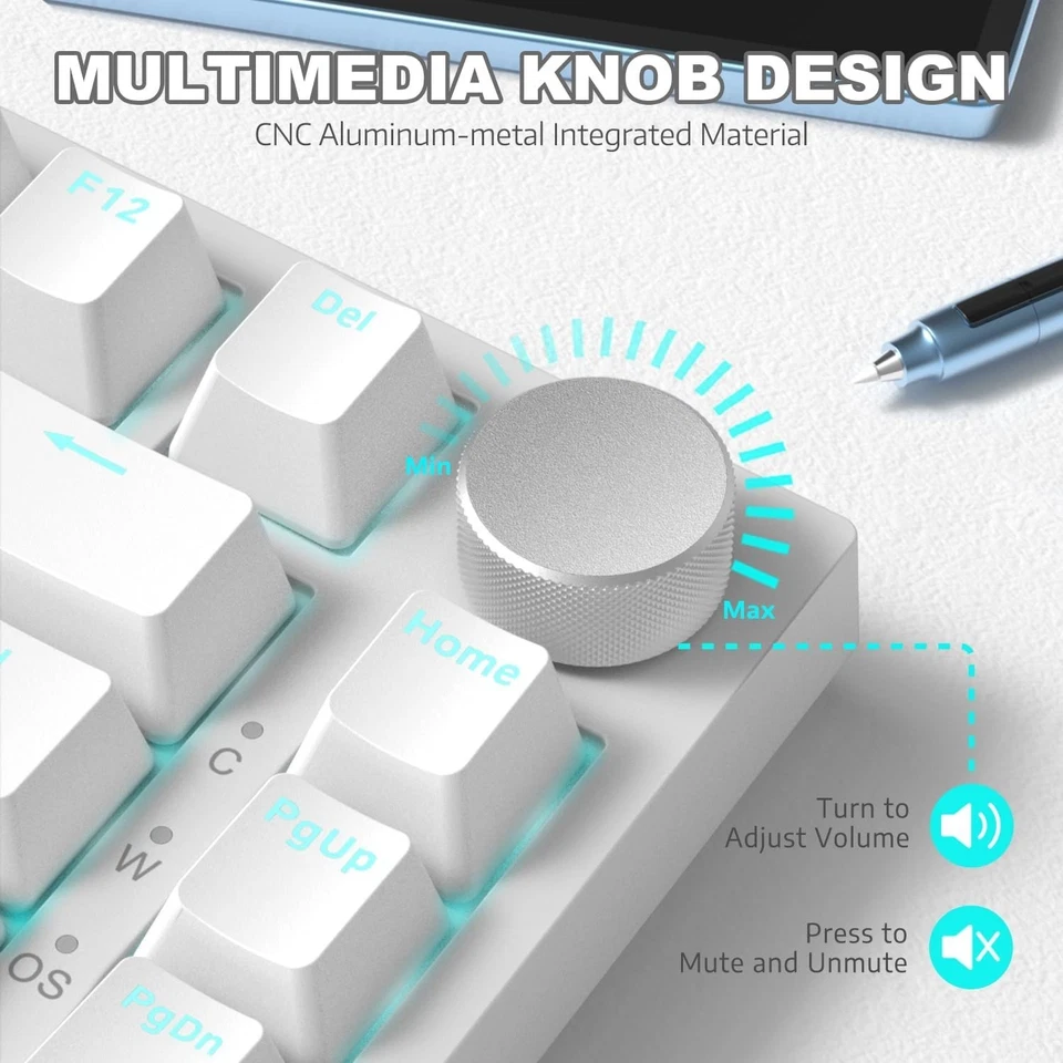 AJAZZ AK820 75% Wired Gasket Mechanical Gaming Keyboard with Volume Knob - Image 4 of 4