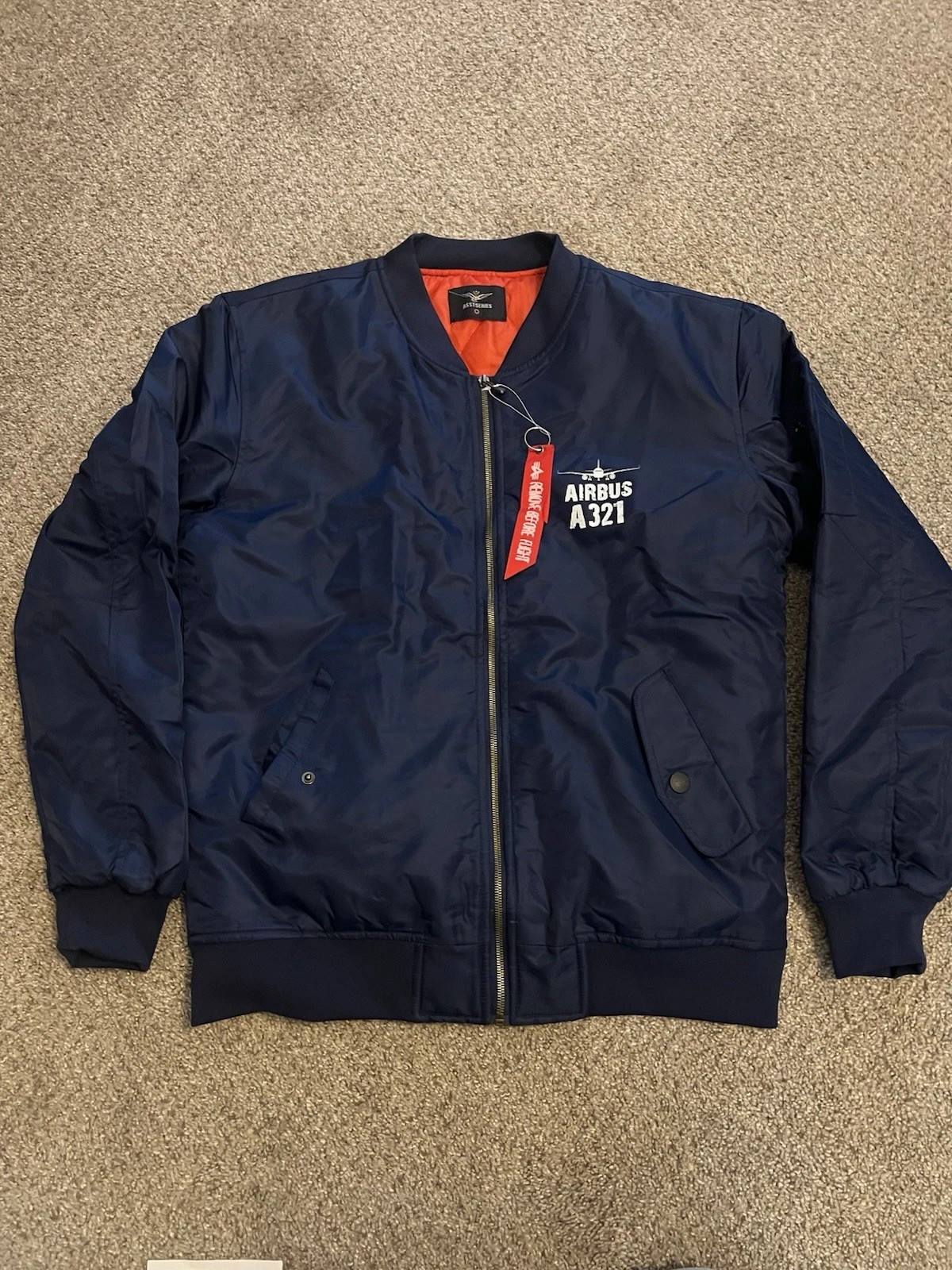 Asstseries Men’s Bomber Jacket Size Medium Airbus A 321 image 1
