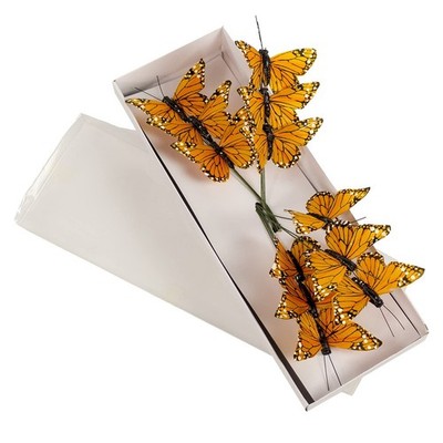 - Monarch Butterfly Decor, Feather Butterfly Decorations Set of 12 with Wire,...
