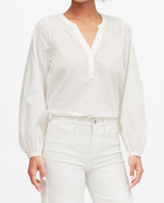NWT Banana Republic 79.50 Women's Cotton Ballon-Sleeve Top, White, Sz XS