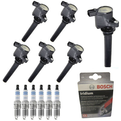 Ignition Coil & BOSCH Iridium Spark Plug Set For Ford Escape Mazda Tribute FD502