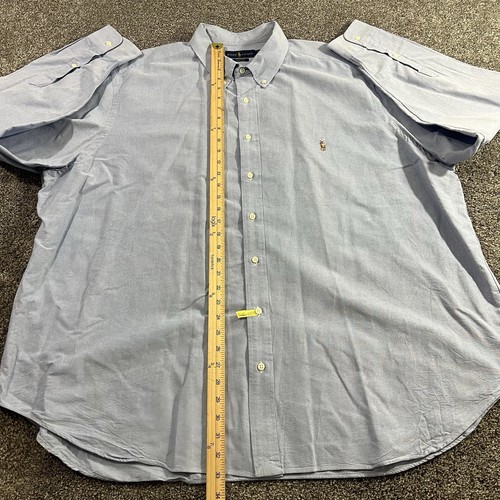Polo Ralph Lauren Shirt Mens 3XB Big Blue Solid Oxford Casual Button Up - Picture 5 of 8