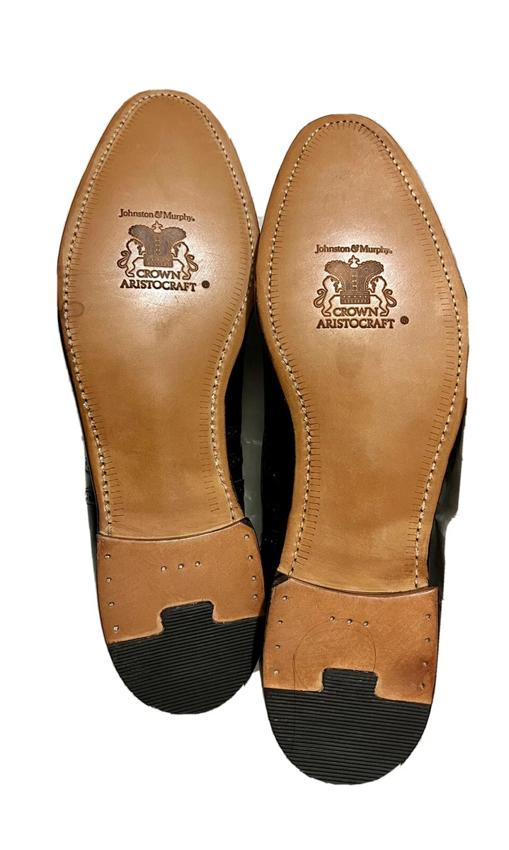 Johnston & Murphy Crown Aristocraft USA Made Black Leather Wingtip Size 13A/3A