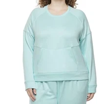 Xersion Womens Crew Neck Long Sleeve pullover  with Kangaroo pocket Size Large T