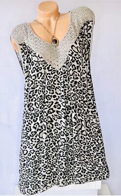 ITALY übergröße Gr.56,58,60,Longshirt,Bluse,Tunika,Top,Spitze,Leo Muster,NEU