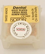 Dental Gold Plated Screw Posts Cross Head Dentatus type S6 12/kit NORDIN Brand