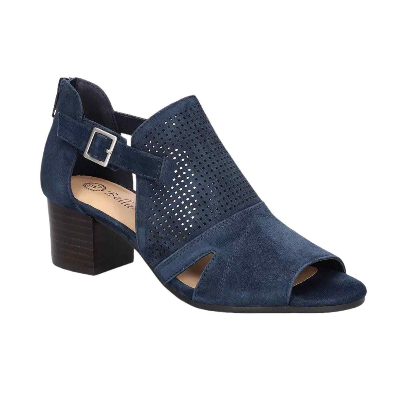 Bella Vita Women's Illiana Block Heeled Sandals Navy Bule Size 11 WW eBay