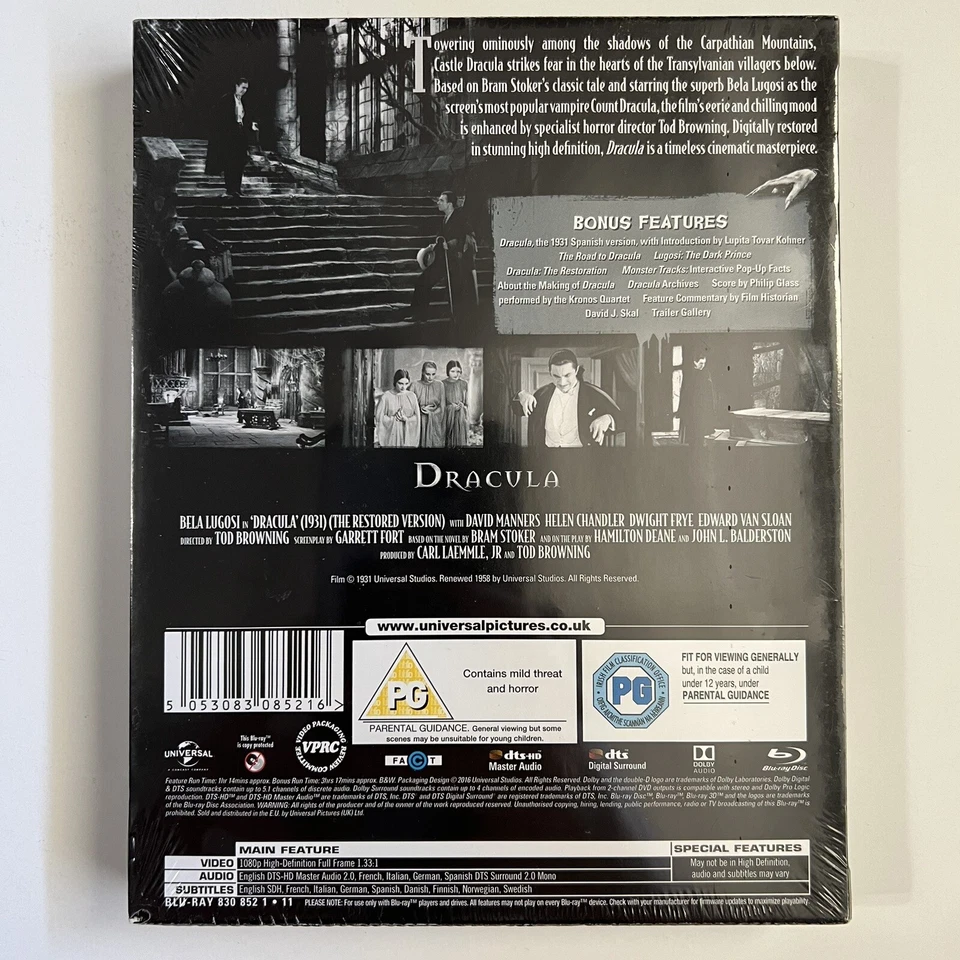 Новый Dracula 1931 полный скольжения Великобритании Blu-ray Steelbook Бела Лугоши ограниченного тиража - Изображение 2 из 4