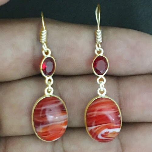 Boucles d'oreilles Argent 925 Perles Pierres Gemmes