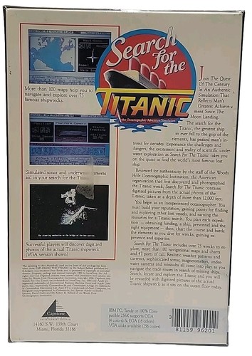 SEALED Search For The Titanic IBM PC Tandy Game 5.5 and 3.5 Disk Capstone 1989 - Picture 7 of 15