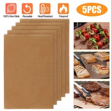 5Pcs BBQ Copper Grill Mats Non-Stick Easy to Cut Oven Sheet Liner Cooking Baking