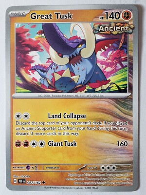 Great Tusk 097/162 NM / M - Temporal Forces Pokemon Card - GIDORA Art | eBay