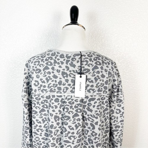 Felpa tunica Z SUPPLY donna nuova con etichetta Weekender manica lunga grigio leopardato taglia XS - Foto 9 di 12