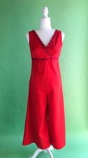 Vintage 70s Red Wide Leg Palazzo Jumpsuit Disco Party Size Small