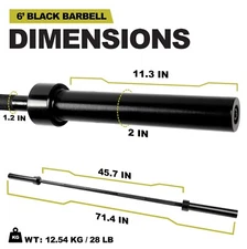 6 ft Barbell Bar,Olympic Weightlifting bar,2'' rotating sleeves,800lbs Capacity