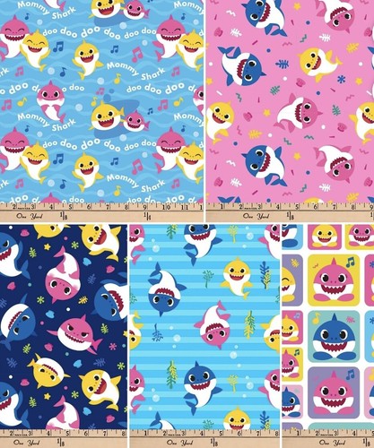 Nickelodeon Pink Fong Baby Hai Fat Quarter 5 FQ Konvolut Baumwollstoff - Bild 1 von 2