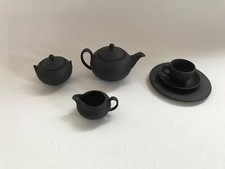 Vintage Wedgwood Black Basalt Miniature Tea Set