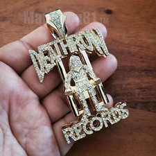 HIP HOP RAPPER STYLE ICED CUBIC ZIRCONIA GOLD PLATED LARGE BLING CHARM PENDANT