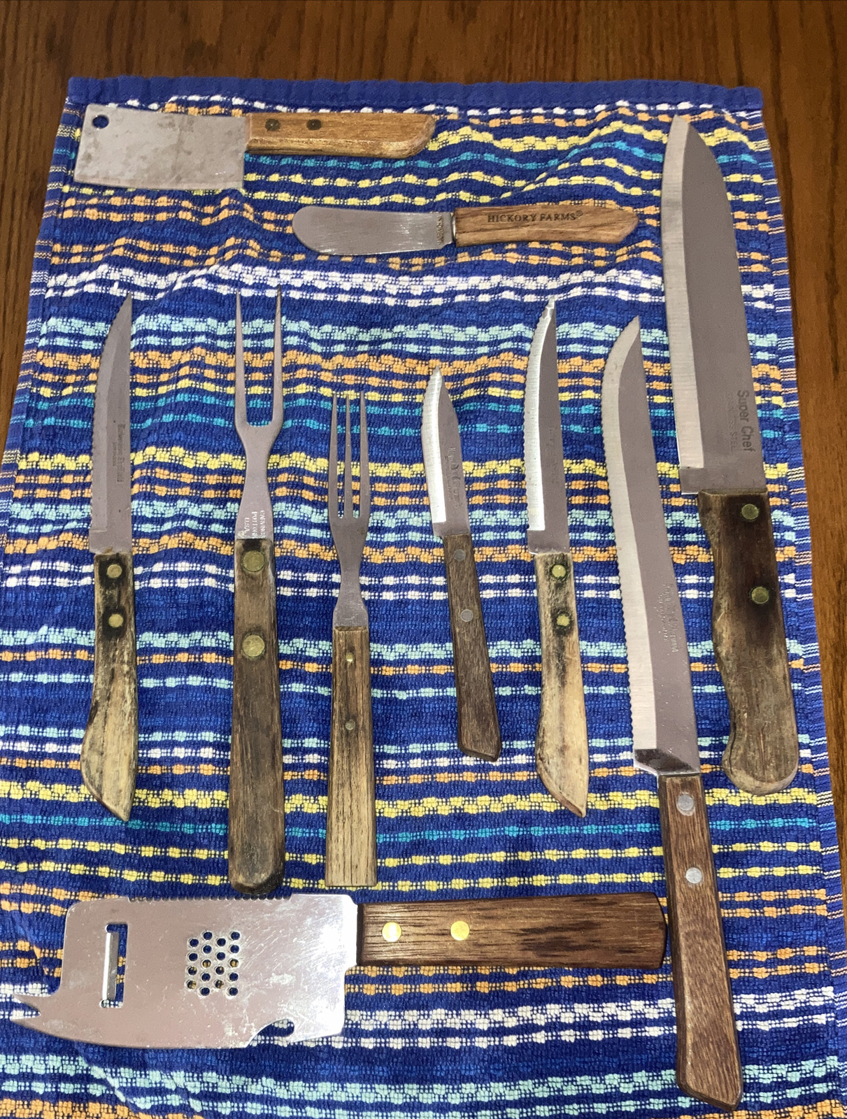 10 Vintage Assorted Wood Handled Knives & ￼ Utensils, Different Brands