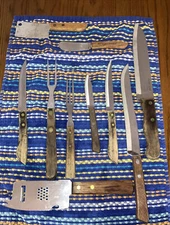 10 Vintage Assorted Wood Handled Knives & ￼ Utensils, Different Brands