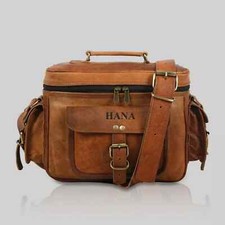Genuine Vintage Leather Camera Bag DSLR SLR Lens Messenger Satchel Men