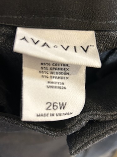 Pantalones para mujer Ava & Viv 26W gris tela elástica, cintura cómoda hasta el tobillo oficina - Imagen 3 de 4