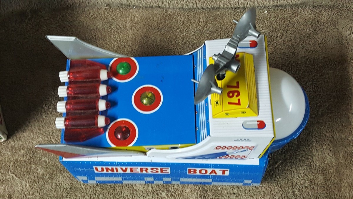 Universe Televiboat Me 777 Made In Red China Vintage Tin Toy Space Für