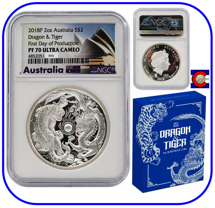 2018年オーストラリア1ドル銀貨「ドラゴン＆フェニックス」