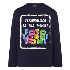 T-shirt Maglietta Maglia da Bambino a Manica Lunga Personalizzata con Nome Foto