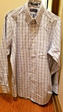 CHAPS MEN'S CLASSIC FIT TWILL Plaid Blue, Yellow,  White 15 - 15.5, 32/33