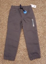 Carter's Kid Boy's Size 4/4A Pants Dark Gray Elastic Tie Waist Pockets Brand New