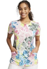 Brush Away Blooms Cherokee Scrubs Infinity Round Neck Top CK609 BHAB