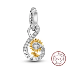 MULA European S925 Sterling Silver Charm AAA CZ Forever MOM For Women Bracelet