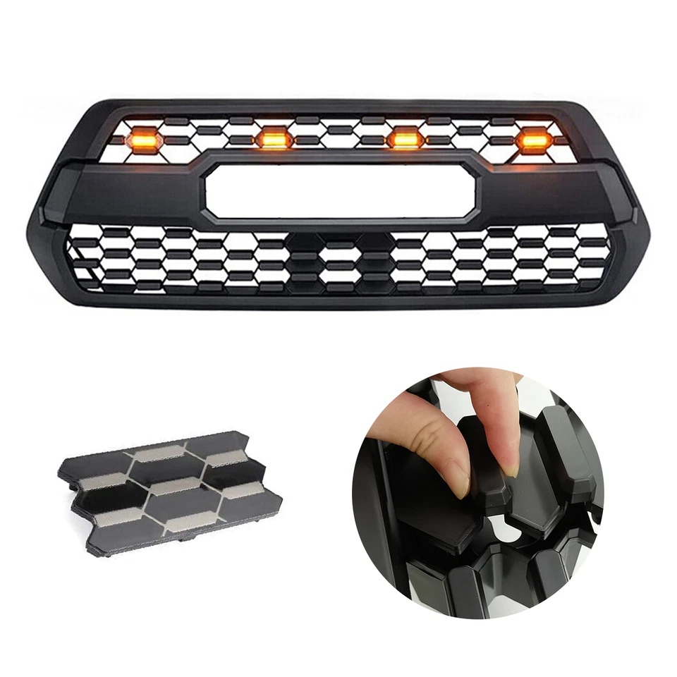 For 2016-2023 Tacoma Front Bumper Grill With Amber LED Lights & Garnish Sensor - Image 4 of 4