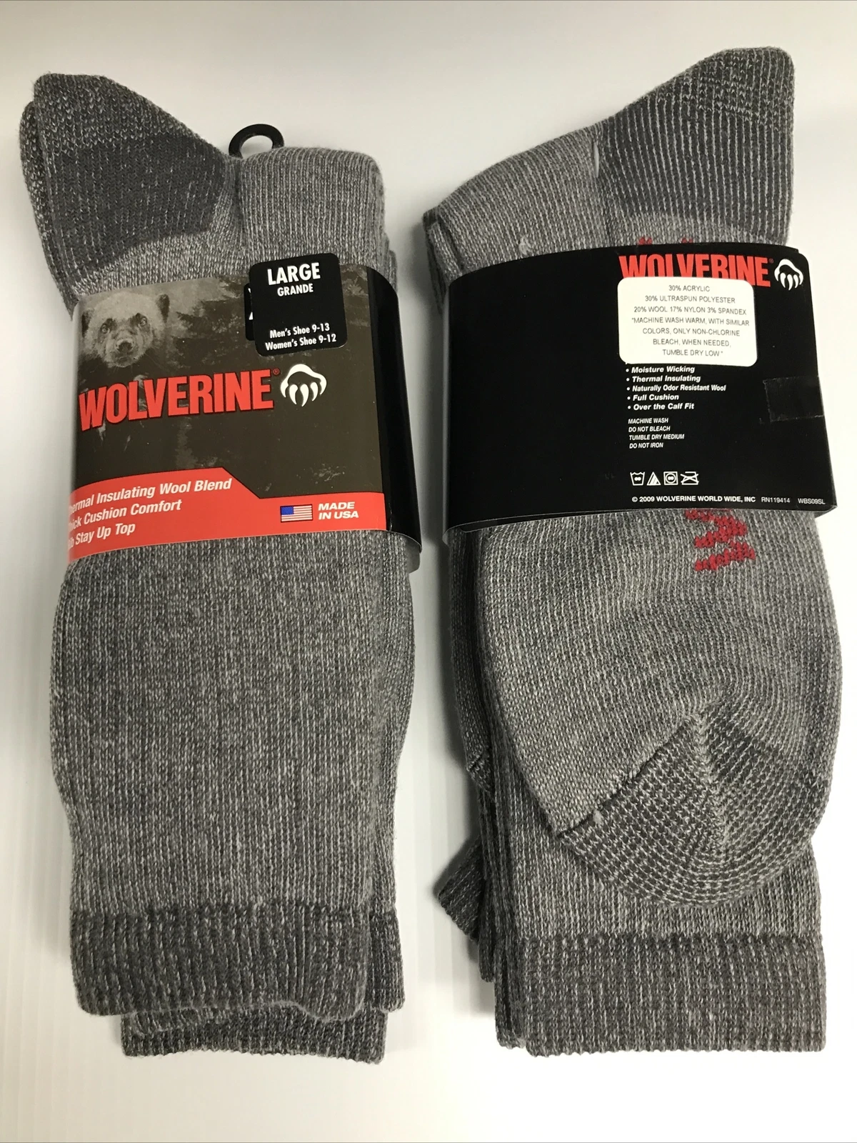 Wolverine Thermal Insulating Wool Blend Cushioned Boot Socks, Large, 4 pair
Opens in a new window or