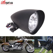 5-3/4" Motorcycle Visor Tri-Bar Headlight For Harley Dyna Softail Chopper Bobber