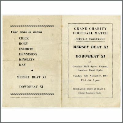 Rory Storm & The Hurricanes 64 Mersey Beat XI Charity Football Match Programme