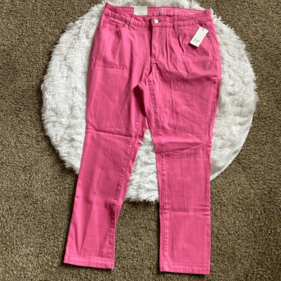 Crown & Ivy Global Pink Crop Jeans New Stretch Womens Size 8