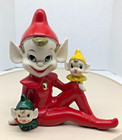 Vintage Thames Red Pixie Gnome Elf w/ Small Elves 5" Tall Good Condition