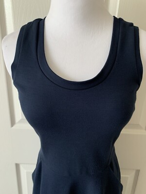 BANANA REPUBLIC LOVELY NAVY BLUE RAYON SPANDEX SLEEVELESS A-LINE DRESS - SIZE 0