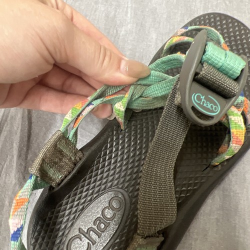 Chaco ZX1 EcoTread Strappy Outdoor Sport Sandal Camper Green/Green Triangle Sz 2 - Picture 10 of 11