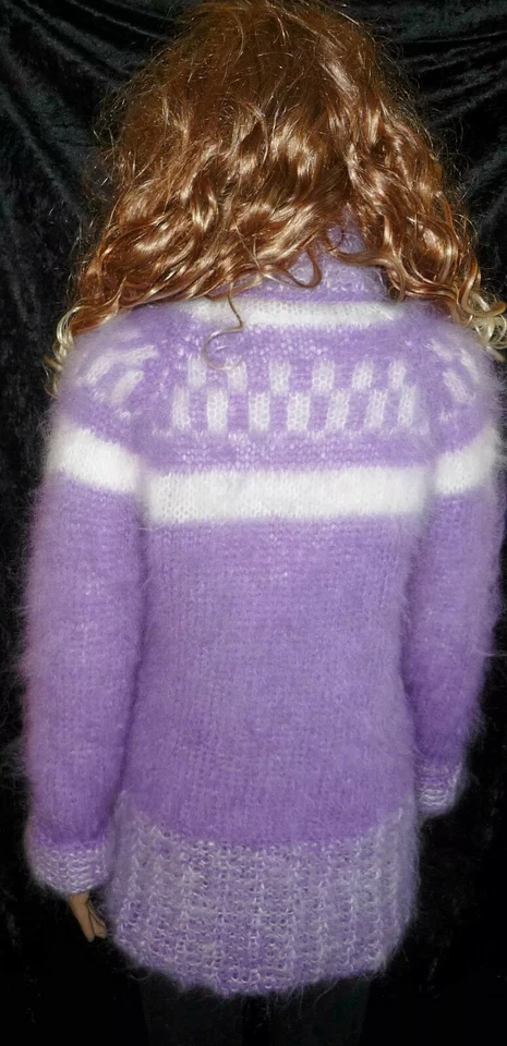 PULLOVER LANGHAAR MOHAIR ROLLKRAGEN HANDGESTRICKT Gr. 42 JUMPER XL HAND KNITTED  - Bild 4 von 4