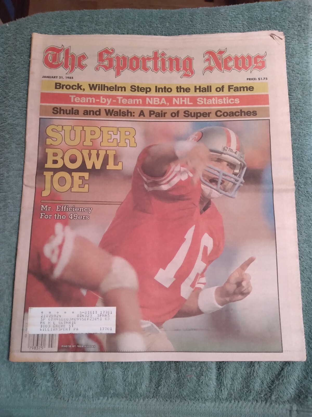 January 21, 1985 The Sporting News Super Bowl Joe/49ers HOF QB Joe Montana